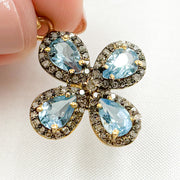 Diamond Sterling Silver Flower Pendant with Gemstone